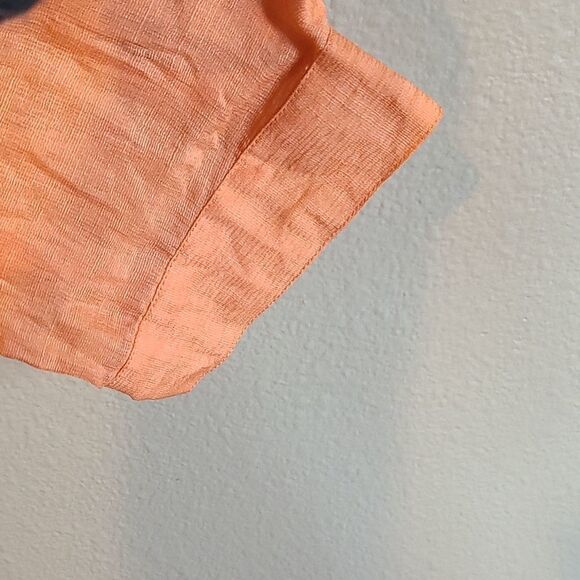 Coldwater creek womens orange linen silk 3/4 sleeve blouse size medium - Picture 4 of 7